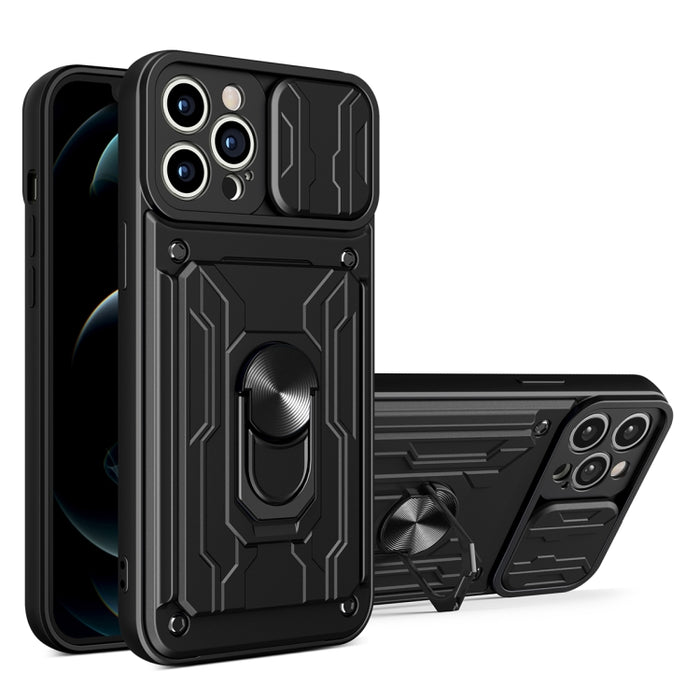 Funda deslizante para teléfono Camshield TPU+PC con ranura para tarjeta