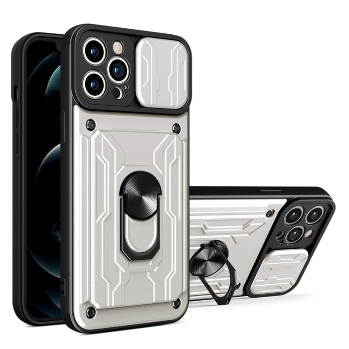 Funda deslizante para teléfono Camshield TPU+PC con ranura para tarjeta