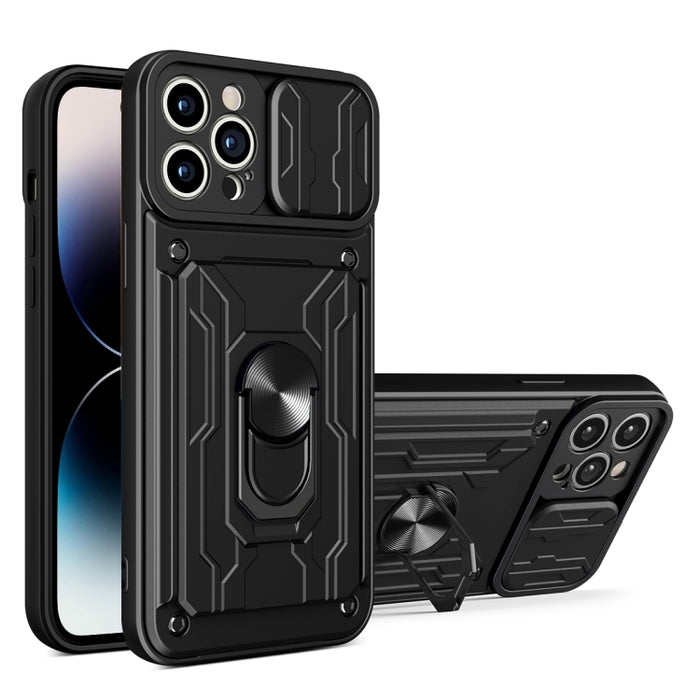 Funda deslizante para teléfono Camshield TPU+PC con ranura para tarjeta