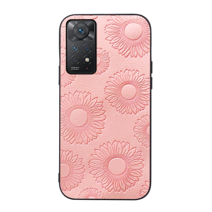 Estuche para teléfono a prueba de golpes PU con patrón de girasol, For Xiaomi Redmi Note 11 Pro, For Xiaomi Redmi Note 11 / Note 11S 4G