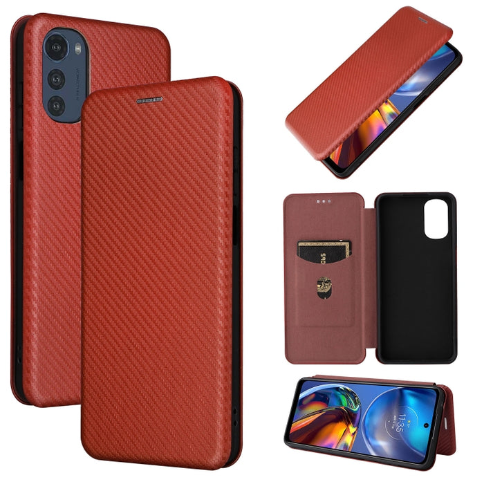 Caja de teléfono de cuero con tapa horizontal magnética con textura de fibra de carbono, For Motorola Moto E32 4G, For Motorola Moto G52/G82, For Xiaomi Redmi Note 11 Pro, For Xiaomi 12 Lite, For Xiaomi Poco F4 GT/Redmi K50 Gaming