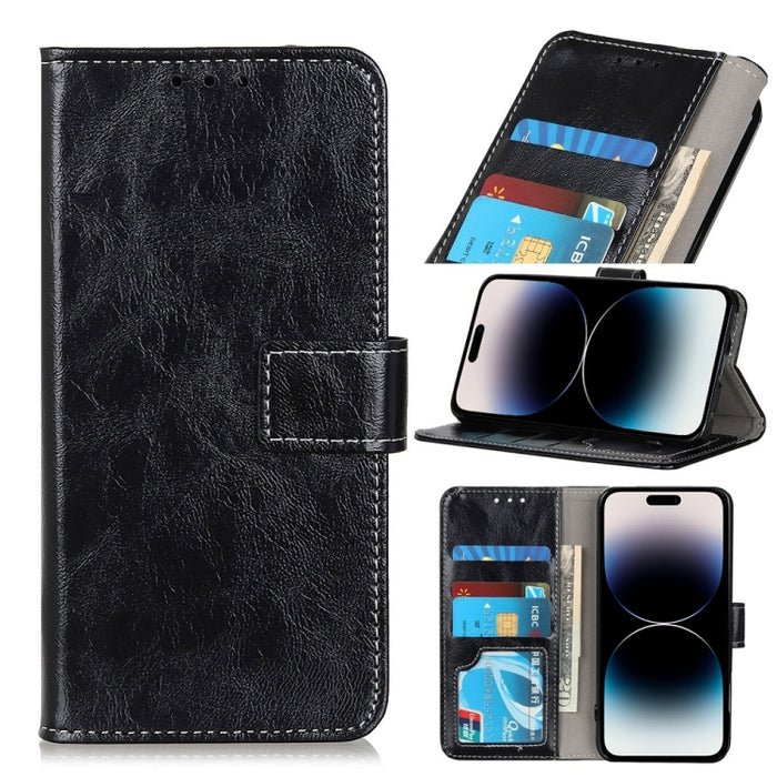 Estuche para teléfono de cuero con tapa horizontal con textura de caballo loco retro, se recomienda una pequeña cantidad antes del lanzamiento del iPhone 14