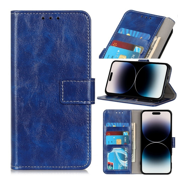 Estuche para teléfono de cuero con tapa horizontal con textura de caballo loco retro, se recomienda una pequeña cantidad antes del lanzamiento del iPhone 14