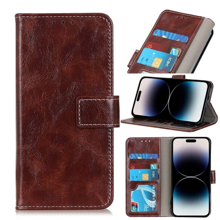 Estuche para teléfono de cuero con tapa horizontal con textura de caballo loco retro, se recomienda una pequeña cantidad antes del lanzamiento del iPhone 14