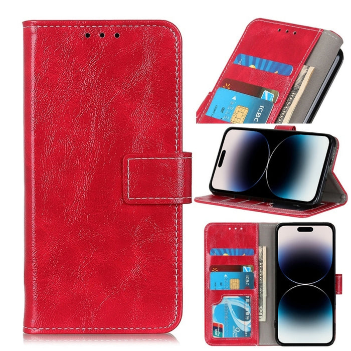 Estuche para teléfono de cuero con tapa horizontal con textura de caballo loco retro, se recomienda una pequeña cantidad antes del lanzamiento del iPhone 14