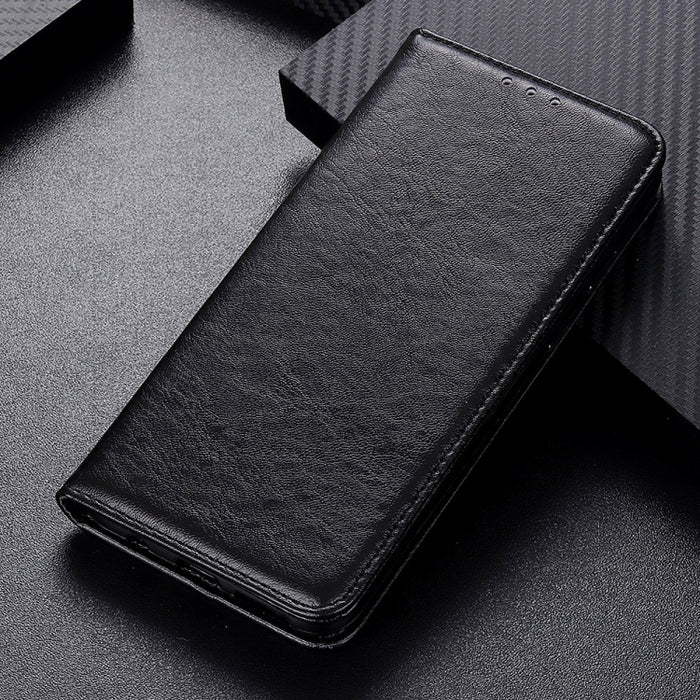 Estuche para teléfono de cuero con tapa horizontal con textura de caballo loco magnético, se recomienda una pequeña cantidad antes del lanzamiento del iPhone 14