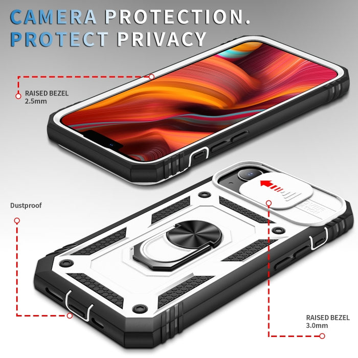 Diseño de cubierta de cámara deslizante TPU + PC Funda protectora para teléfono
