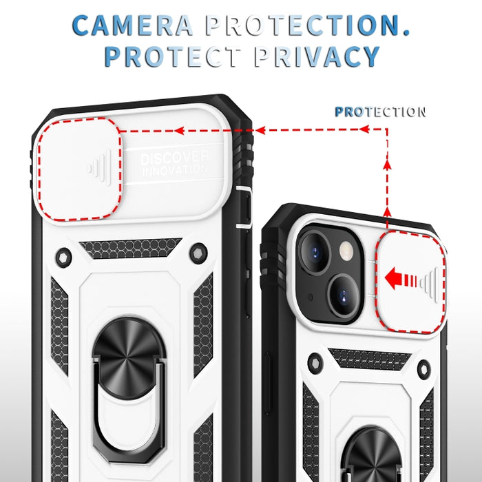 Diseño de cubierta de cámara deslizante TPU + PC Funda protectora para teléfono