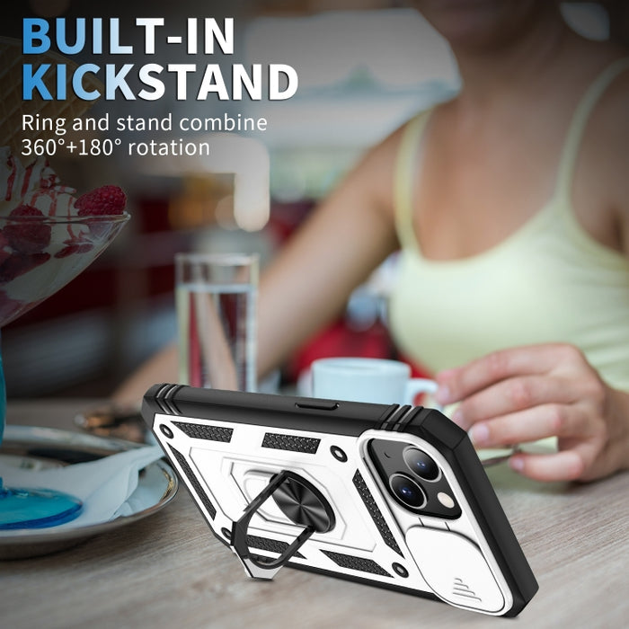 Diseño de cubierta de cámara deslizante TPU + PC Funda protectora para teléfono