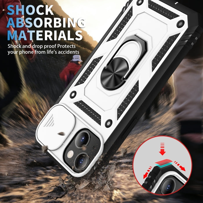 Diseño de cubierta de cámara deslizante TPU + PC Funda protectora para teléfono