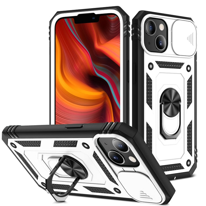 Diseño de cubierta de cámara deslizante TPU + PC Funda protectora para teléfono