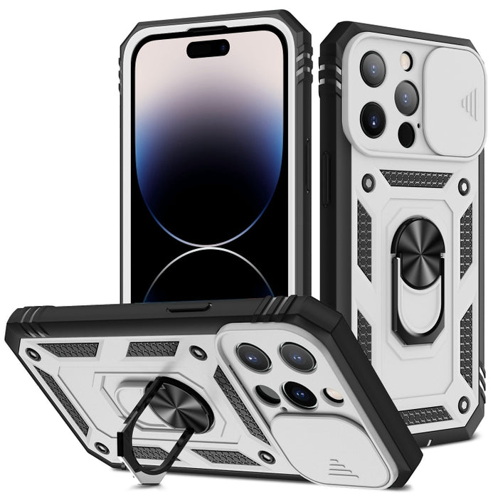 Diseño de cubierta de cámara deslizante TPU + PC Funda protectora para teléfono