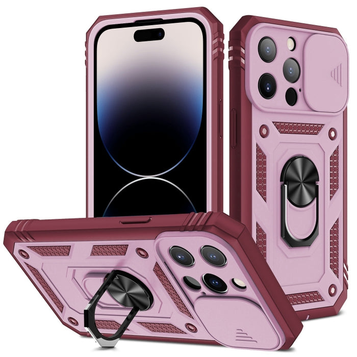 Diseño de cubierta de cámara deslizante TPU + PC Funda protectora para teléfono
