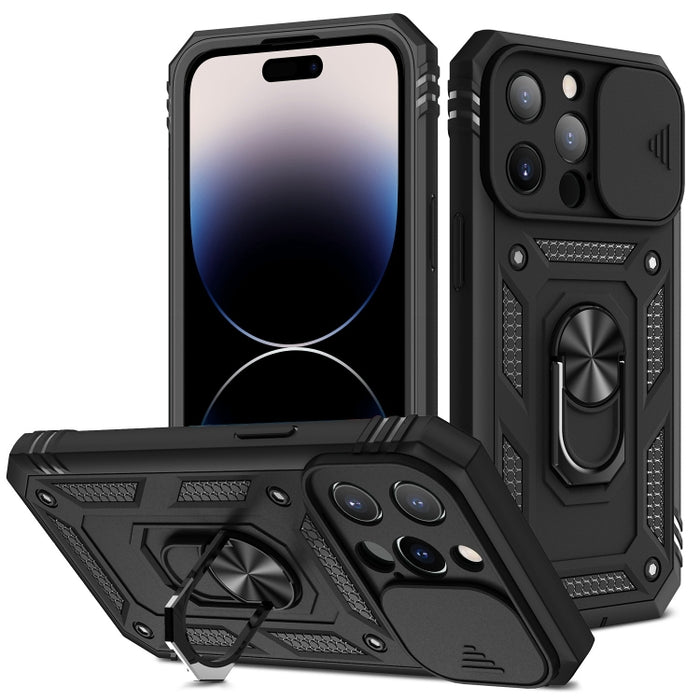 Diseño de cubierta de cámara deslizante TPU + PC Funda protectora para teléfono