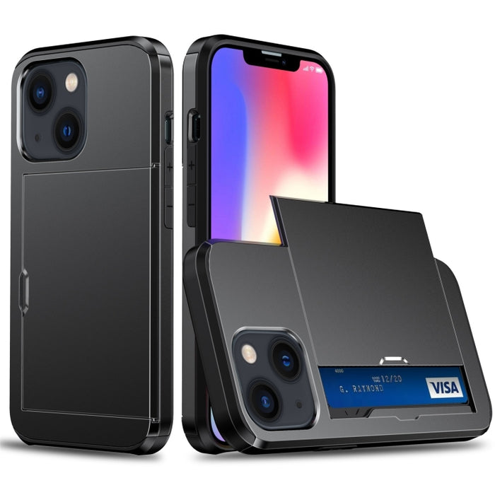 Funda protectora para teléfono con armadura a prueba de golpes y ranura para tarjeta deslizante
