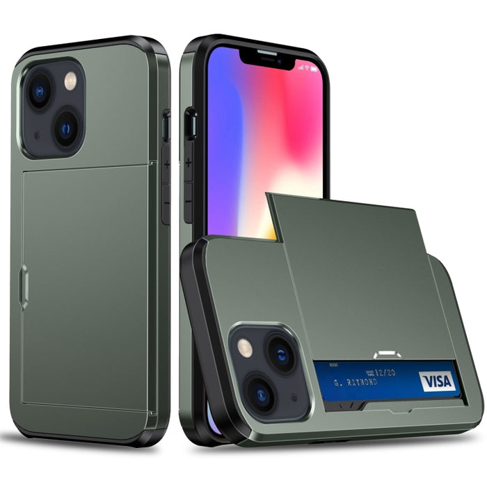 Funda protectora para teléfono con armadura a prueba de golpes y ranura para tarjeta deslizante