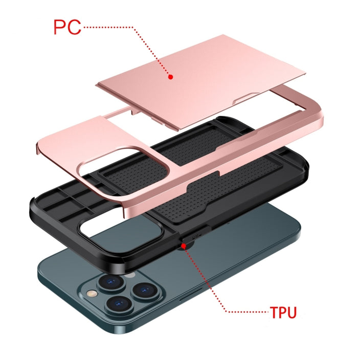 Funda protectora para teléfono con armadura a prueba de golpes y ranura para tarjeta deslizante