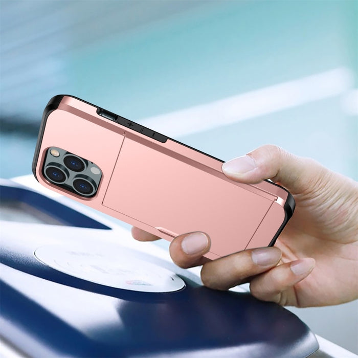 Funda protectora para teléfono con armadura a prueba de golpes y ranura para tarjeta deslizante