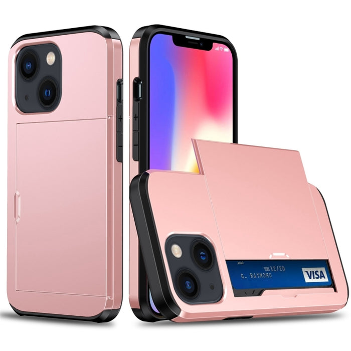 Funda protectora para teléfono con armadura a prueba de golpes y ranura para tarjeta deslizante