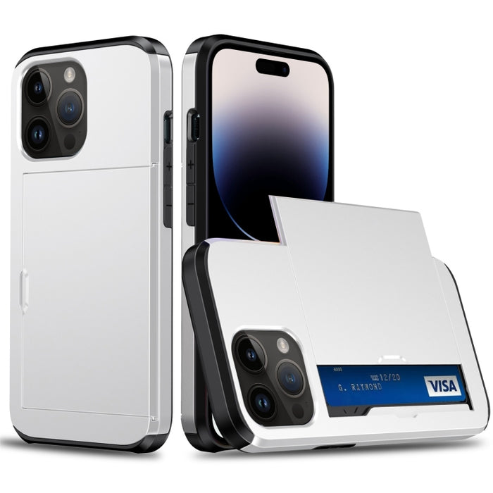 Funda protectora para teléfono con armadura a prueba de golpes y ranura para tarjeta deslizante