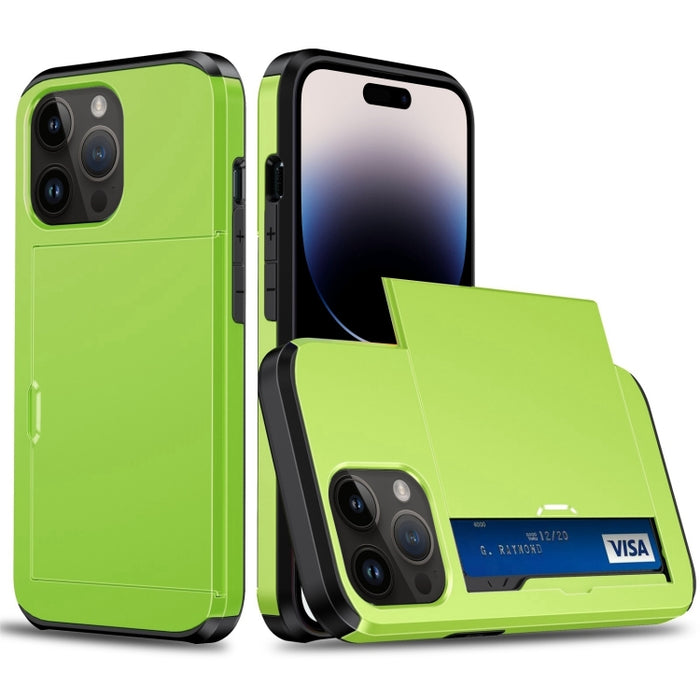 Funda protectora para teléfono con armadura a prueba de golpes y ranura para tarjeta deslizante