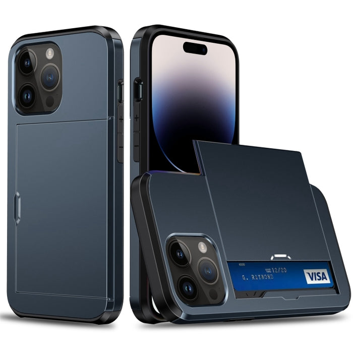 Funda protectora para teléfono con armadura a prueba de golpes y ranura para tarjeta deslizante