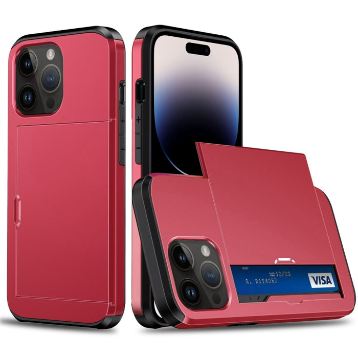 Funda protectora para teléfono con armadura a prueba de golpes y ranura para tarjeta deslizante