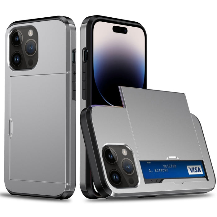Funda protectora para teléfono con armadura a prueba de golpes y ranura para tarjeta deslizante