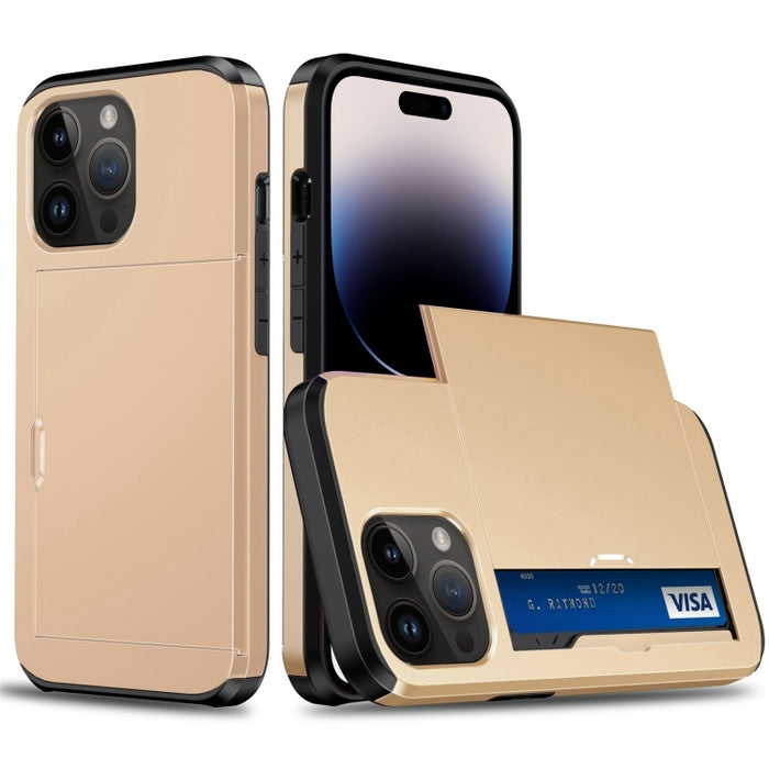Funda protectora para teléfono con armadura a prueba de golpes y ranura para tarjeta deslizante