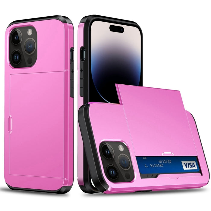 Funda protectora para teléfono con armadura a prueba de golpes y ranura para tarjeta deslizante