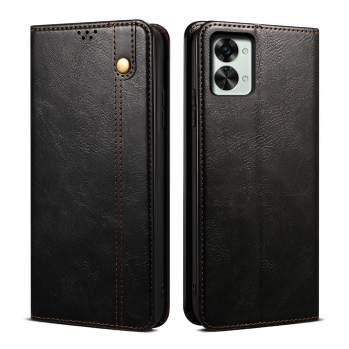 Caja de teléfono de cuero con textura de caballo loco de cera de aceite, For OnePlus Nord 2T, For vivo S15e / T1 5G Snapdragon 778G, For Xiaomi 12 Lite