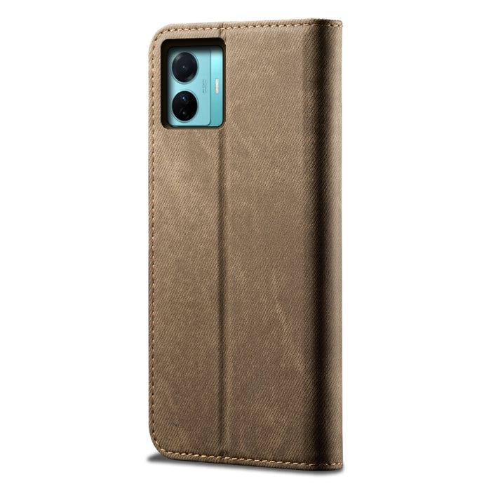 Estuche para teléfono de cuero con textura de mezclilla, For OnePlus Nord 2T, For vivo S15e / T1 5G Snapdragon 778G, For Xiaomi 12 Lite