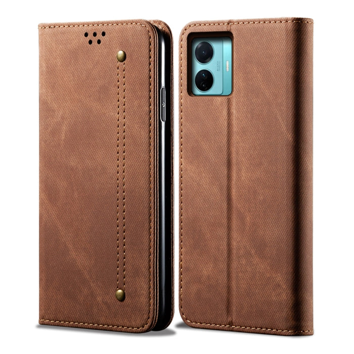 Estuche para teléfono de cuero con textura de mezclilla, For OnePlus Nord 2T, For vivo S15e / T1 5G Snapdragon 778G, For Xiaomi 12 Lite