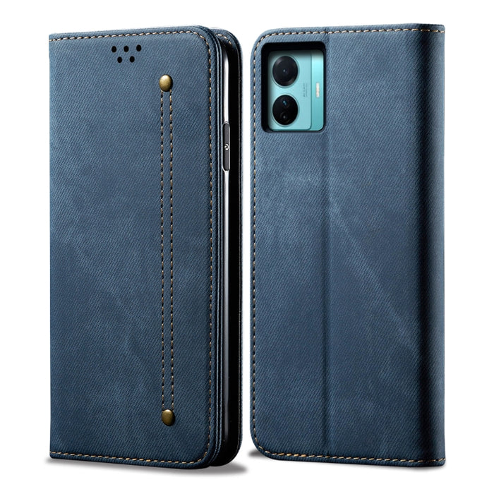 Estuche para teléfono de cuero con textura de mezclilla, For OnePlus Nord 2T, For vivo S15e / T1 5G Snapdragon 778G, For Xiaomi 12 Lite