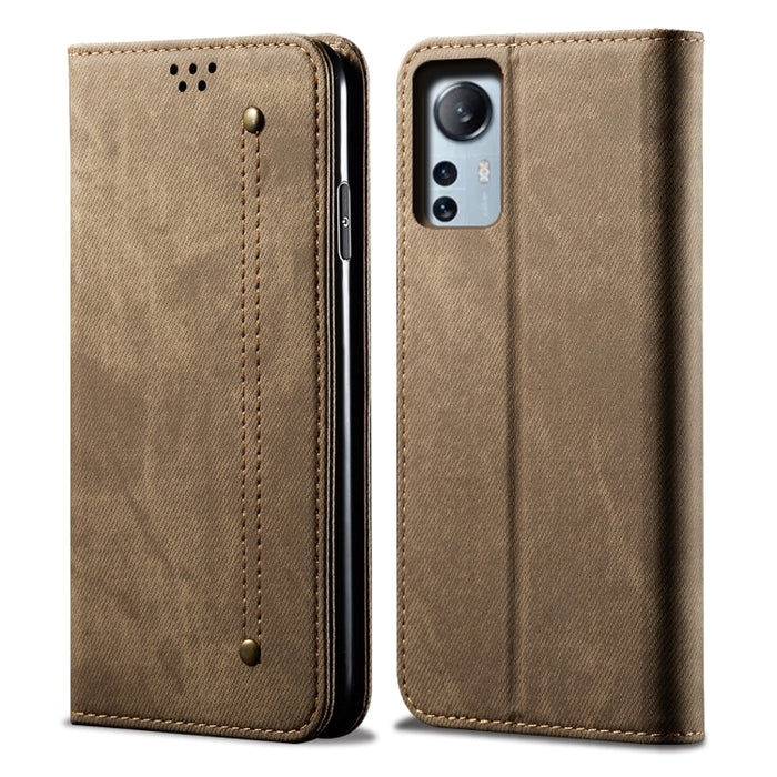 Estuche para teléfono de cuero con textura de mezclilla, For OnePlus Nord 2T, For vivo S15e / T1 5G Snapdragon 778G, For Xiaomi 12 Lite