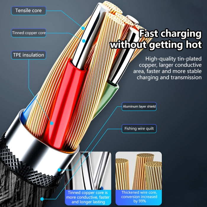 Cable de carga USB 5A Beauty Tattoo, longitud del cable: 1 m