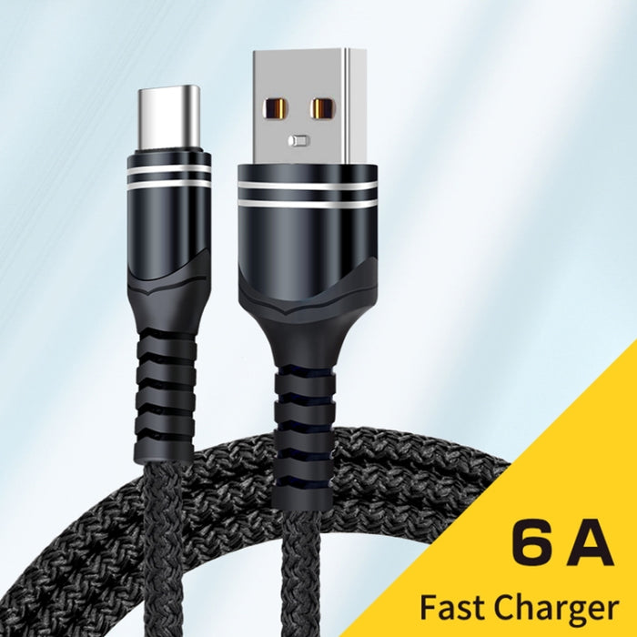 Cable de carga USB de estilo tejido 6A, longitud del cable: 1 m