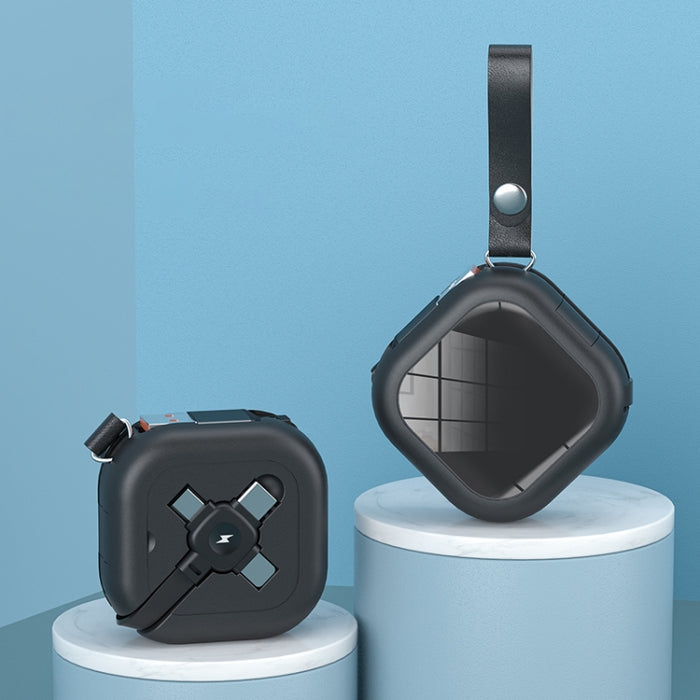 Cable de carga telescópico 3 en 1 USB a 8 pines + Micro USB + USB-C / Type-C con soporte para teléfono móvil