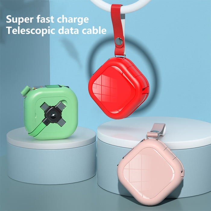 Cable de carga telescópico 3 en 1 USB a 8 pines + Micro USB + USB-C / Type-C con soporte para teléfono móvil