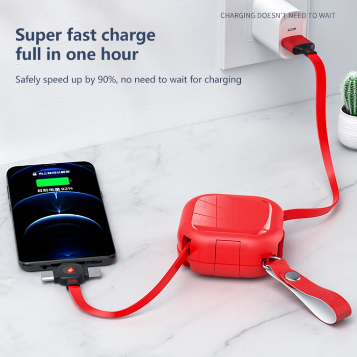 Cable de carga telescópico 3 en 1 USB a 8 pines + Micro USB + USB-C / Type-C con soporte para teléfono móvil