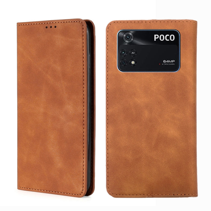 Estuche para teléfono de cuero con tapa magnética Skin Feel, For Xiaomi Poco M4 Pro, For Xiaomi Poco X4 Pro 5G, For Xiaomi Redmi K50 / K50 Pro, For Xiaomi Redmi K50 Gaming, For Xiaomi Redmi Note 11 Global / Note 11S                                     ...