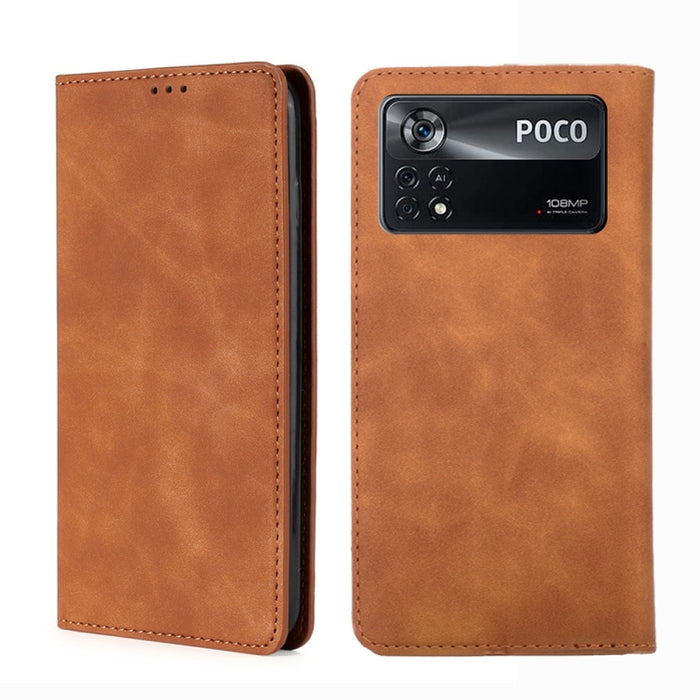 Estuche para teléfono de cuero con tapa magnética Skin Feel, For Xiaomi Poco M4 Pro, For Xiaomi Poco X4 Pro 5G, For Xiaomi Redmi K50 / K50 Pro, For Xiaomi Redmi K50 Gaming, For Xiaomi Redmi Note 11 Global / Note 11S                                     ...