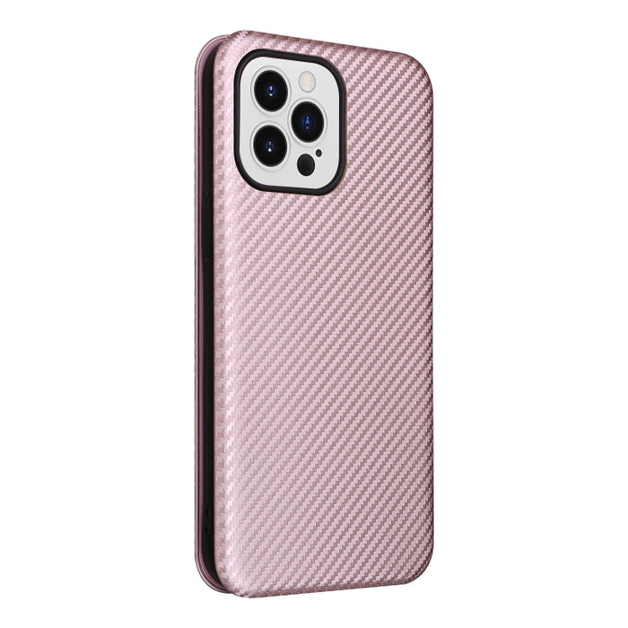 Caja de teléfono de cuero con tapa magnética de textura de fibra de carbono, For iPhone 14, For iPhone 14 Plus, For iPhone 14 Pro, For iPhone 14 Pro Max