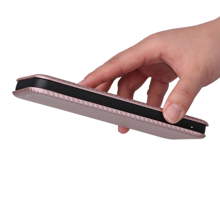 Caja de teléfono de cuero con tapa magnética de textura de fibra de carbono, For iPhone 14, For iPhone 14 Plus, For iPhone 14 Pro, For iPhone 14 Pro Max