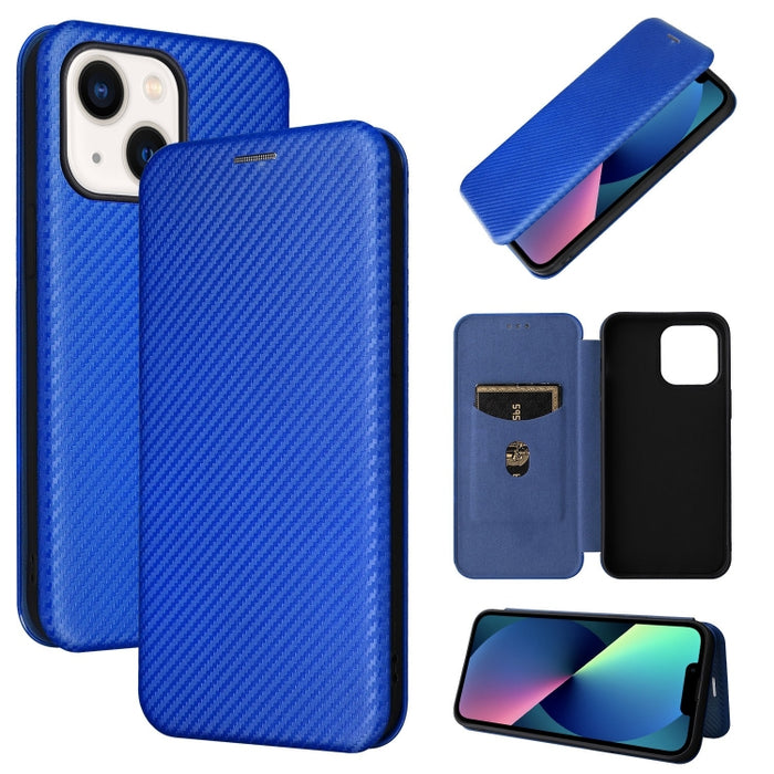 Caja de teléfono de cuero con tapa magnética de textura de fibra de carbono, For iPhone 14, For iPhone 14 Plus, For iPhone 14 Pro, For iPhone 14 Pro Max