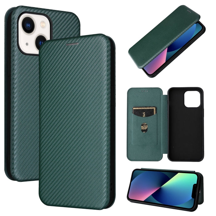 Caja de teléfono de cuero con tapa magnética de textura de fibra de carbono, For iPhone 14, For iPhone 14 Plus, For iPhone 14 Pro, For iPhone 14 Pro Max