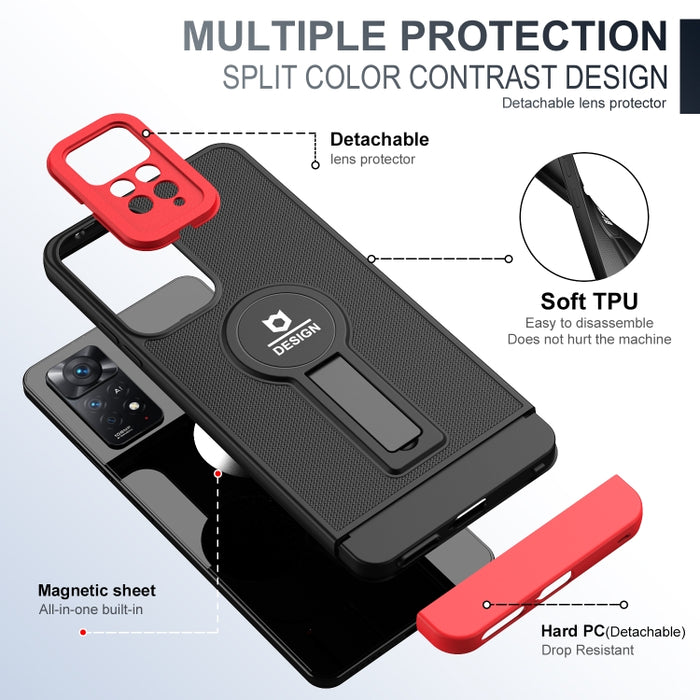 Funda para teléfono TPU + PC con soporte de cola pequeño, For Xiaomi Poco X3 / X3 Pro, For Xiaomi Redmi Note 10 4G / Note 10S, For Xiaomi Redmi Note 10 Pro 4G, For Xiaomi Redmi Note 11 4G 2022 / Note 11S, For Xiaomi Redmi Note 11 Pro 2022 4G / 5G