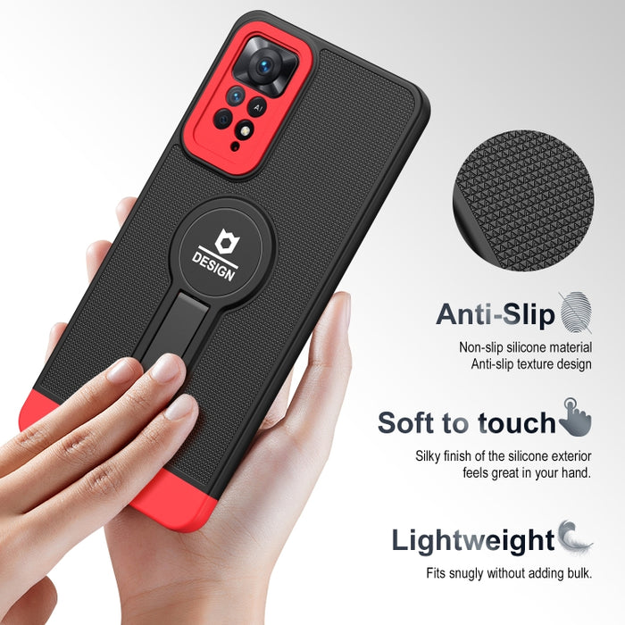 Funda para teléfono TPU + PC con soporte de cola pequeño, For Xiaomi Poco X3 / X3 Pro, For Xiaomi Redmi Note 10 4G / Note 10S, For Xiaomi Redmi Note 10 Pro 4G, For Xiaomi Redmi Note 11 4G 2022 / Note 11S, For Xiaomi Redmi Note 11 Pro 2022 4G / 5G