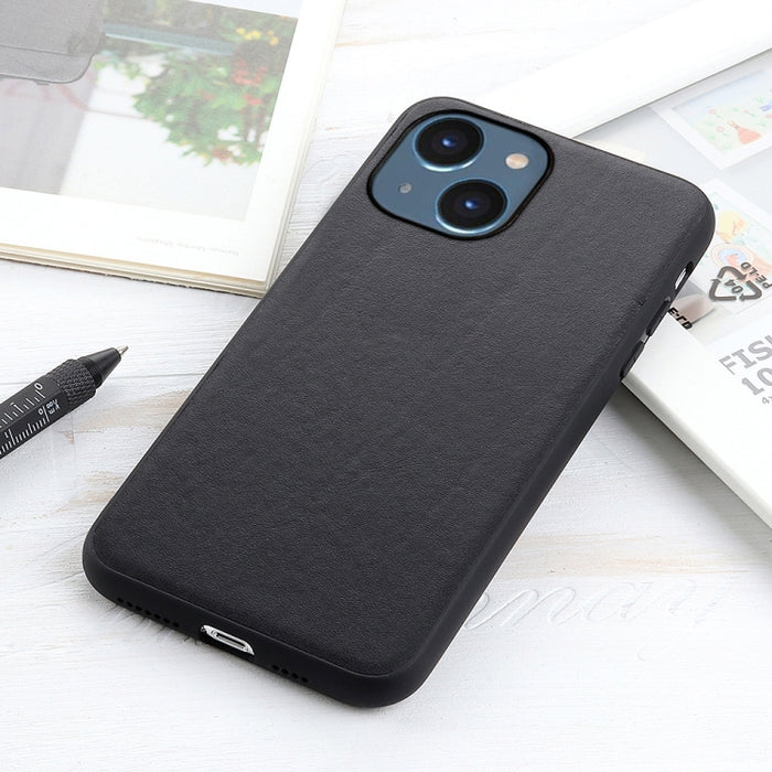 Estuche para teléfono de cuero genuino con textura de piel de cordero