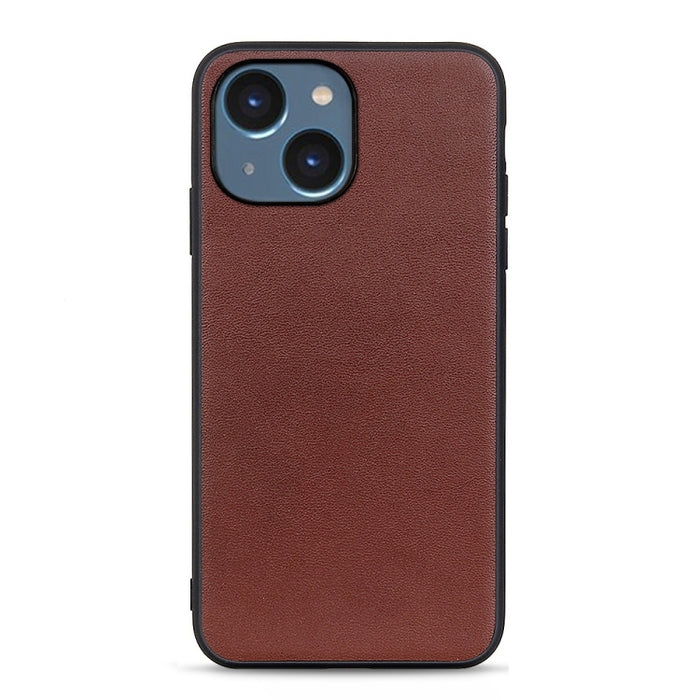 Estuche para teléfono de cuero genuino con textura de piel de cordero
